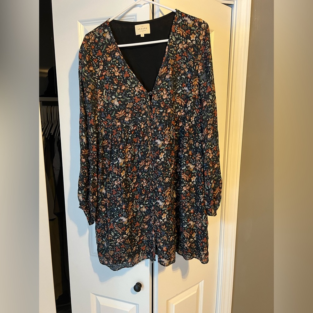 Sézane long sleeve loose mini dress. Size 38. Sezane